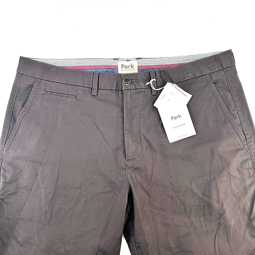 Perk Clothing Feel Good Chinos Mens 40x32 Faded Black Slim Fit Stretch Pants